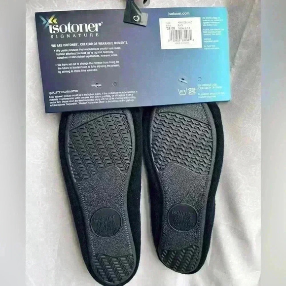 Isotoner Signature Womens Black Slip On Bow Ballet  Slippers Size 6.5-7.5 - Picture 6 of 8